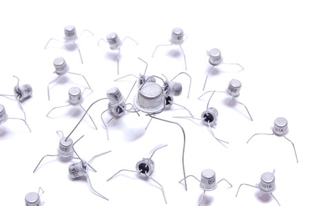 transistors isolated on whiteの写真素材