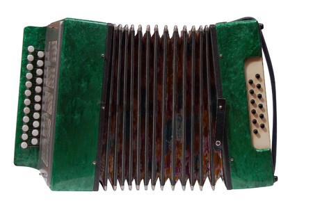 Green Accordion, isolated on white backgroundの写真素材
