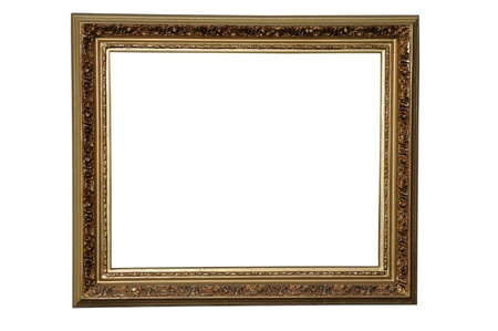 Old grunge painting frame isolated on white.