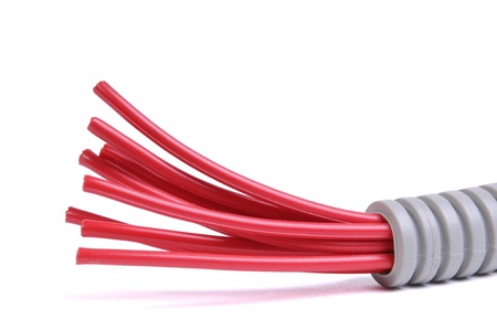 bunch of electric wires isolated on white background