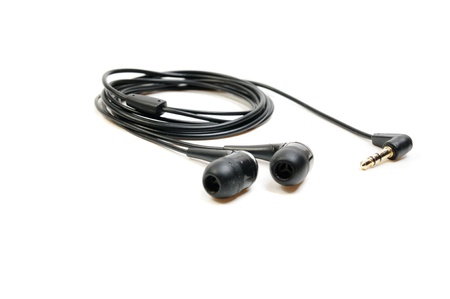 Black headphones isolated on a white background