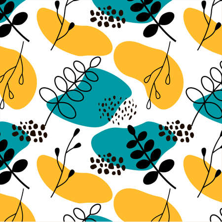 Seamless floral pattern with black leaves flowersのイラスト素材
