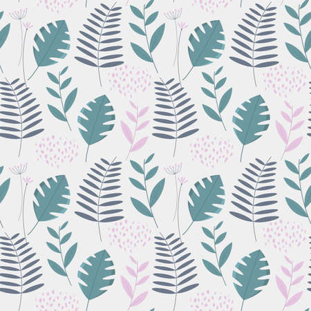 Seamless repeat pattern with flowers and leavesのイラスト素材