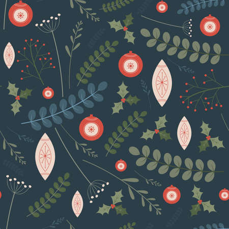 Christmas floral pattern for wrapping paper giftのイラスト素材