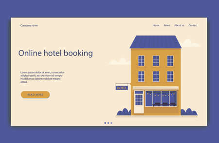 Landing page or web banner hotel bookingのイラスト素材