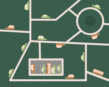 City map with cars and roads vectorのイラスト素材