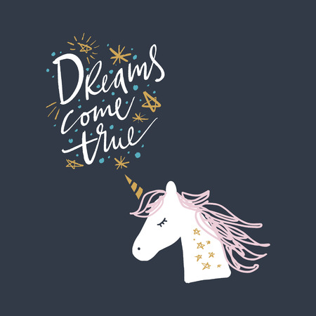 Vector cute unicorn illustration, card and t-shirt design. Nursery artのイラスト素材