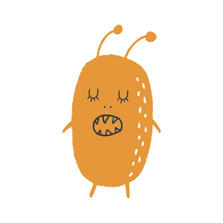 Vector cute baby monster art. Nursery illustration. It can be used for wall art, greeting card, poster, kids apparel and more. Eps, clip artのイラスト素材