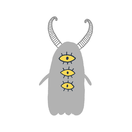 Vector cute baby monster art. Nursery illustration. It can be used for wall art, greeting card, poster, kids apparel and more. Eps, clip artのイラスト素材