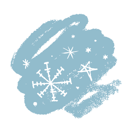 Snowflakes hand drawn vector icons set, brush smear. Winter theme. Simple brush sketch illustration isolated on white backgroundのイラスト素材