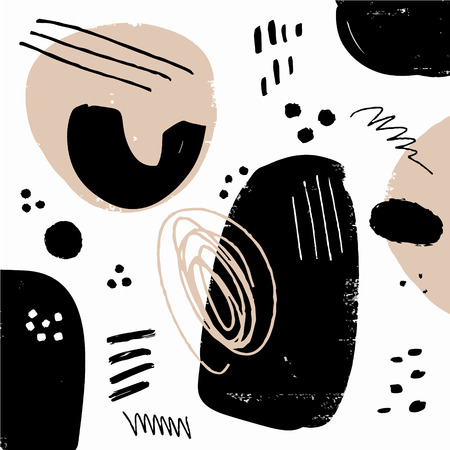 Vector abstract scandinavian pattern for posters, postcards, t-shirts and other. Hand drawn modern shapesのイラスト素材