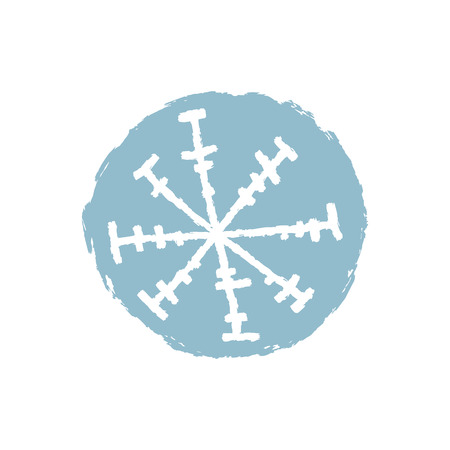 Snowflake hand drawn vector icon, logo template. Winter theme. Simple brush sketch illustration isolated on white backgroundのイラスト素材