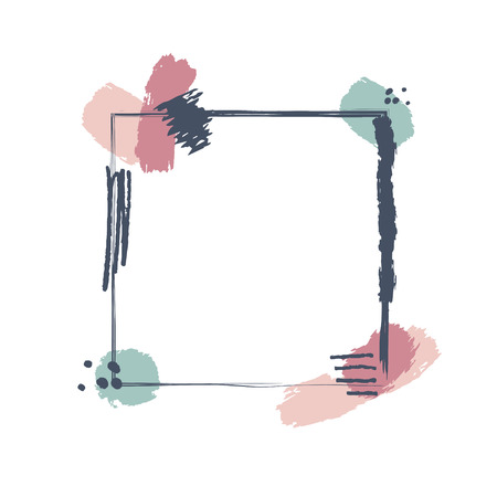 Vector abstract scandinavian pattern frame for posters, postcards, t-shirts and other. Hand drawn modern shapesのイラスト素材