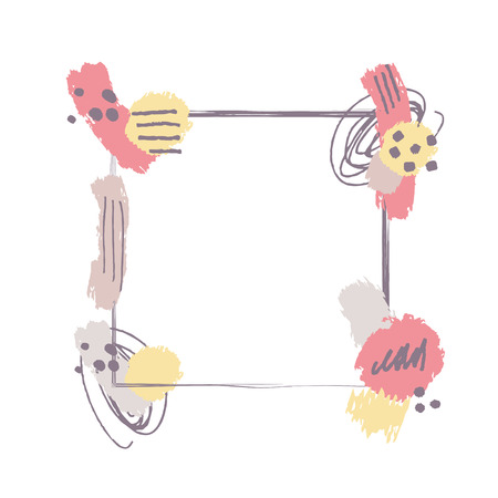 Vector abstract scandinavian pattern frame for posters, postcards, t-shirts and other. Hand drawn modern shapesのイラスト素材