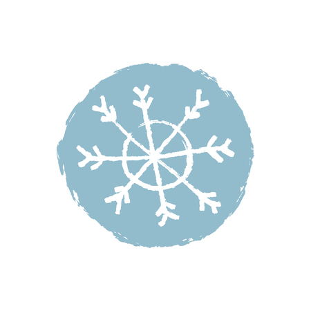 Snowflake hand drawn vector icon, logo template. Winter theme. Simple brush sketch illustration isolated on white backgroundのイラスト素材