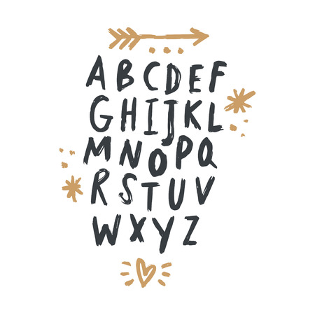 Vector funny cartoon alphabet. Letters and symbols set. Clipart, isolated detailsのイラスト素材