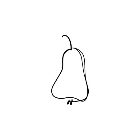One line pear stylish drawing. Silhouette continuous line fruit. Hand drawn minimalist illustration, vector EPS Illustrator art.のイラスト素材