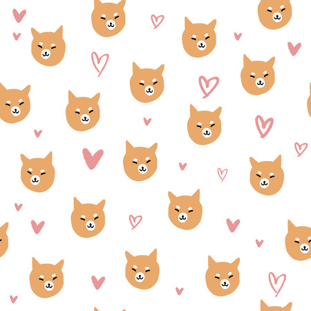 Vector shiba inu dog pattern, puppy face illustration.のイラスト素材