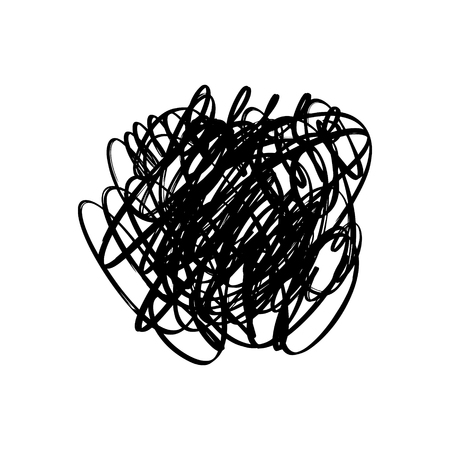 Abstract grunge spot, brush strokes, scribble. Universal design, decor element. Chaotic hand drawn sketch, isolated on white background. Vector image.のイラスト素材