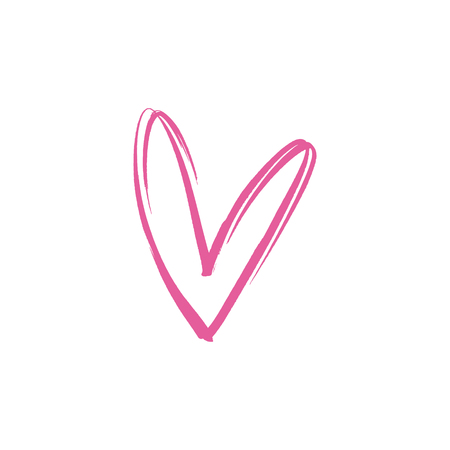 Vector hand drawn pink line heart illustration. Love symbol. Decor element for logo, label, emblem, poster and other.のイラスト素材
