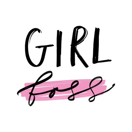 Hand lettered girl boss print. Unique stylish gift design for posters, cards, mugs, clothes and other. Vector Illustration, isolated on white background.のイラスト素材