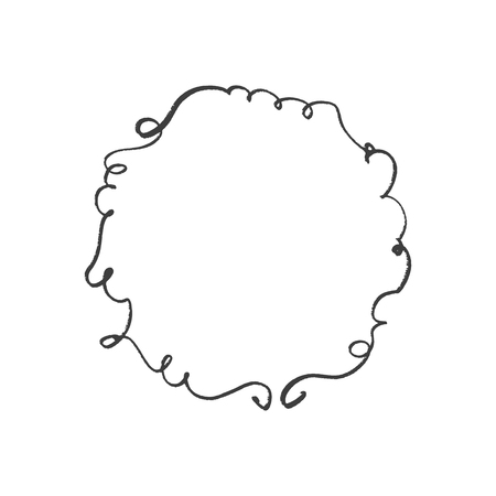 Ornate elegant frame, text template, line wreath decor element, ink stylish postcard decorのイラスト素材