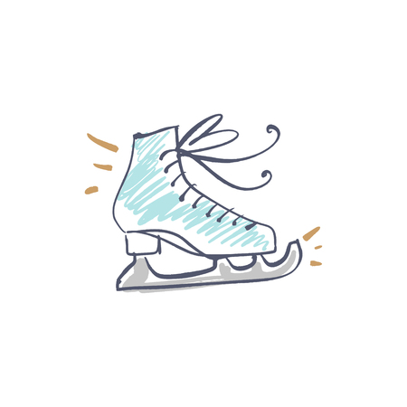 Figure skates sport, one skate hand drawn illustration, EPSのイラスト素材