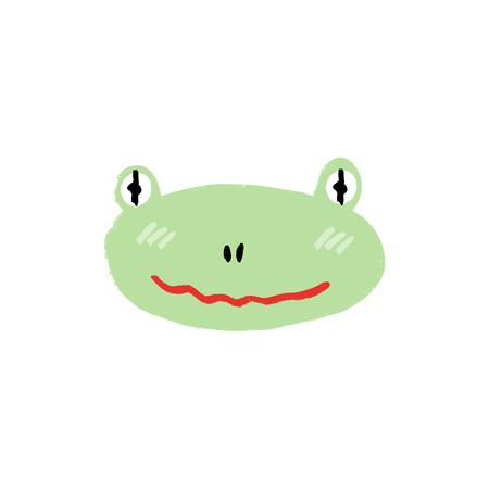 Green frog icon doodle face symbol. Good for posters, cards, clothes and stationeryのイラスト素材