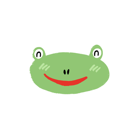 Green frog icon doodle face symbol. Good for posters, cards, clothes and stationeryのイラスト素材