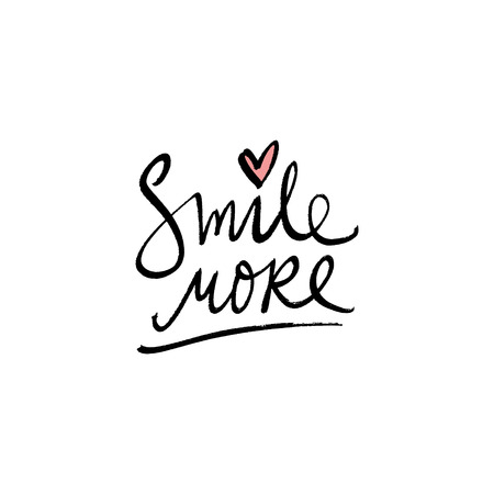 Smile more fashion print. Hand writing text postcard. Modern quote. Good for t-shirt, posters, cards and stationery. Letters bannerのイラスト素材