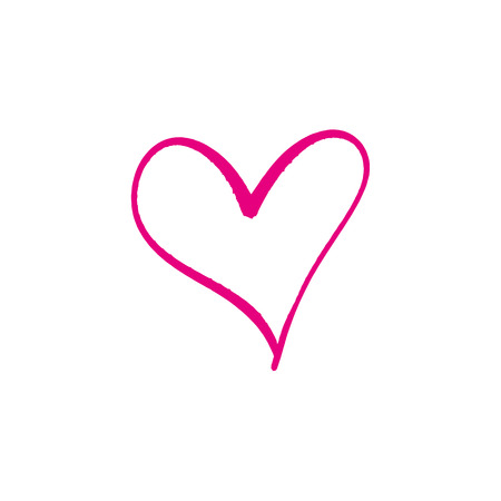 Heart shape oil brush paint stroke template, handdrawn clipart. Isolated illustration on white background, logo or label element. Good for posters, cards, clothes and stationeryの写真素材