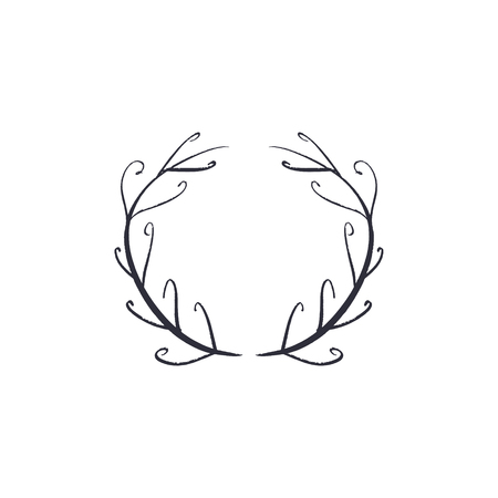Hand drawn floral frame sketch, laurel. Decor element for your design, EPSのイラスト素材