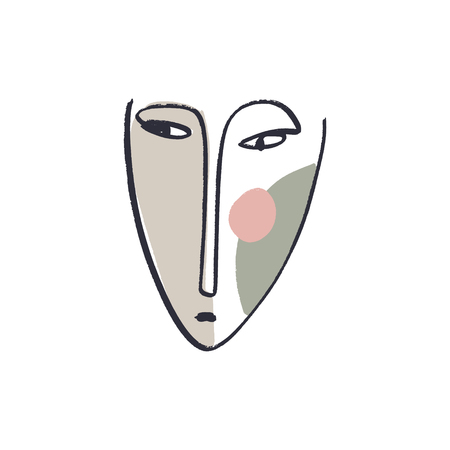 Simple hand trendy line men or woman portrait art. Print for clothes, textile and other. Stylized line art llustration, EPSのイラスト素材