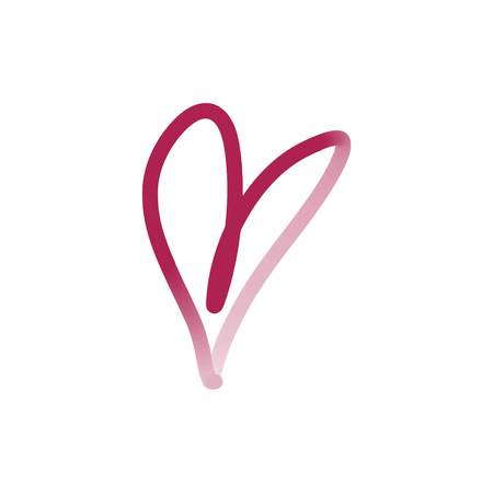 Heart shape watercolor brush gradient stroke, handdrawn painting. Isolated illustration on white backgroundのイラスト素材