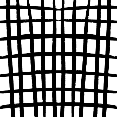 Black and white stylized plaid cell background. Abstract geometric gingham pattern. Fashion simple trendy texture. Handdrawn illustration, EPSのイラスト素材