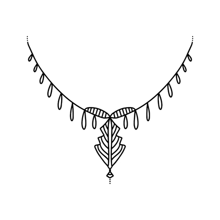 Decoration necklace. Pattern flash tattoo. Ornate design elements. Fashion ornament. Indian design set. Antistress coloring pictureのイラスト素材