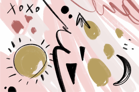 Brush strokes texture, scribble pattern background. Universal creative template for graphic design. Unique stylish modern painting, pastel color abstract poster with shapes for room decorの写真素材