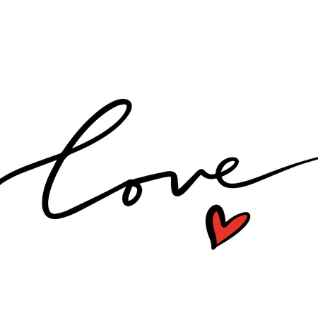 Valentine's Day lettering text stylish postcard, flyer, banner. Shape of heart. Cute cozy illustrationのイラスト素材