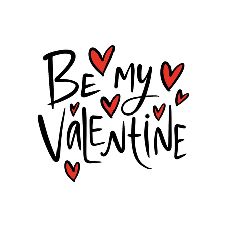 Valentine's Day lettering text stylish postcard, flyer, banner. Shape of heart. Cute cozy illustrationのイラスト素材