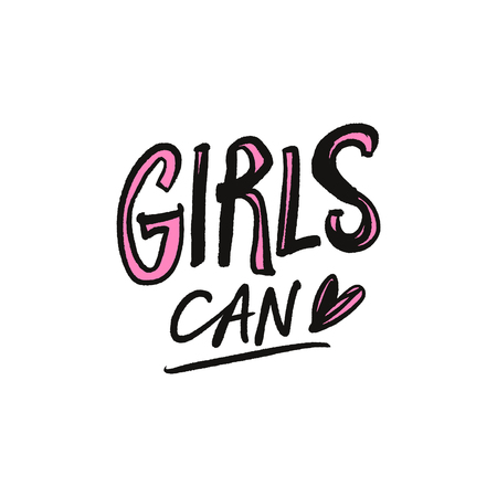 Girls can text. Tempting cute typography lettering postcard or poster. Vector illustrationのイラスト素材