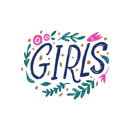 Girls text. Tempting cute typography lettering postcard or poster. Vector illustrationのイラスト素材