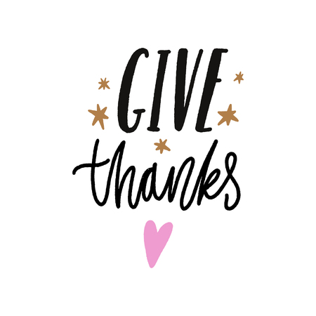 Give thanks. Tempting cute typography lettering postcard or poster. Vector illustrationのイラスト素材
