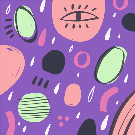 Abstrat shapes background. Hand drawn stylized temting contemporary art. Boho hipster drawingのイラスト素材