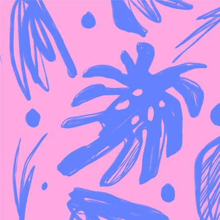 Abstration background, monstera leaf. Hand drawn stylized temting contemporary art. Boho hipster drawingのイラスト素材