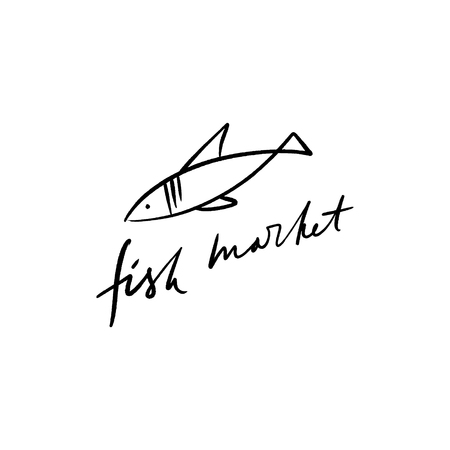Fish logo for seafood restaurant. Vector symbol, templateのイラスト素材