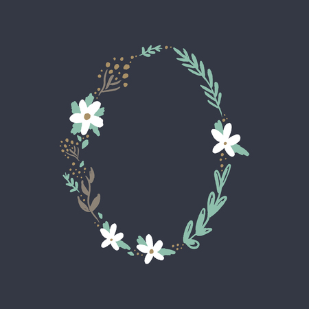 Wedding clipart floral frame. Vector graphics. Good for invitations, bridal shower and moreのイラスト素材