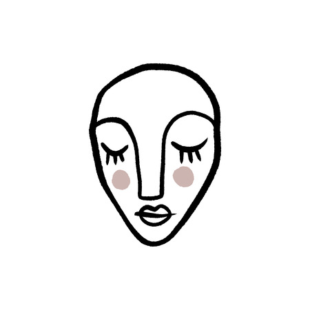 Line face drawing. Portrait in minimalistic style. Vector, clip artのイラスト素材