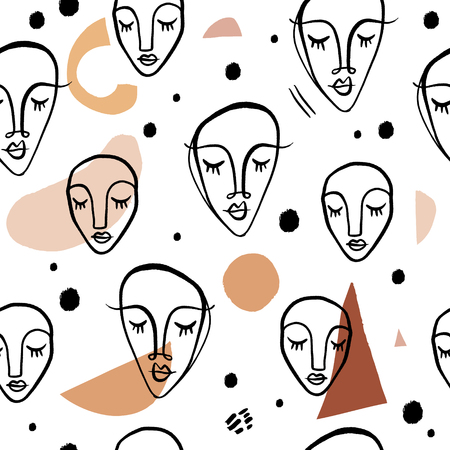Modern art seamless pattern with abstract shapes. Vector Clip Artのイラスト素材
