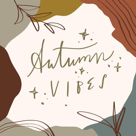 Terracotta Art Autumn Plant Leaves Print Abstract Modern Digital Painting Fashion Scandinavian Style Color Abstraction Poster Contemporary Print Burnt Orange Vector Illustration Clipartのイラスト素材