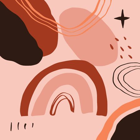 Terracotta Art Print Abstract Modern Digital Painting Fashion Scandinavian Style Color Abstraction Poster Contemporary Print Burnt Orange Vector Illustration Clipartのイラスト素材